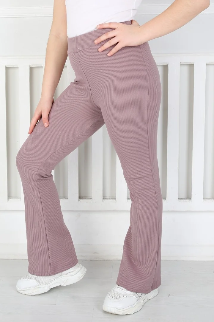 İspanyol Paça Birinci Kalite Fitilli Kumaş Mürdüm Kız Çocuk Günlük Tayt