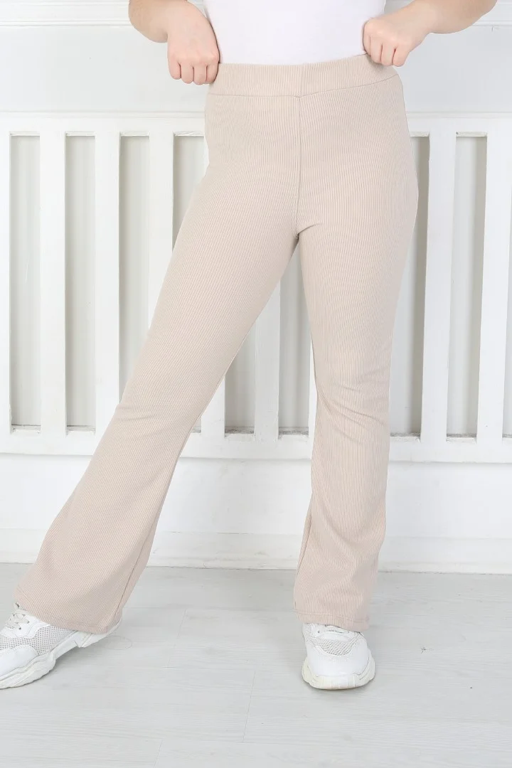 İspanyol Paça Birinci Kalite Fitilli Kumaş Vizon Kız Çocuk Günlük Tayt