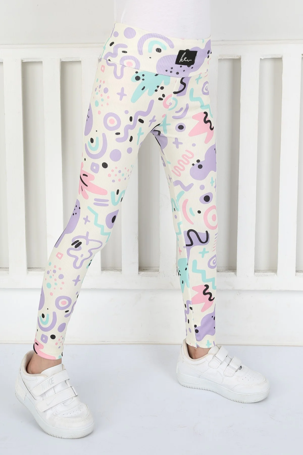 Şardonsuz Fitilli Kumaş Baskılı Kız Çocuk Günlük Tayt