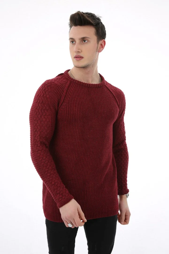 Düz Sıfır Yaka Kalın Kışlık Erkek Günlük Triko Kazak