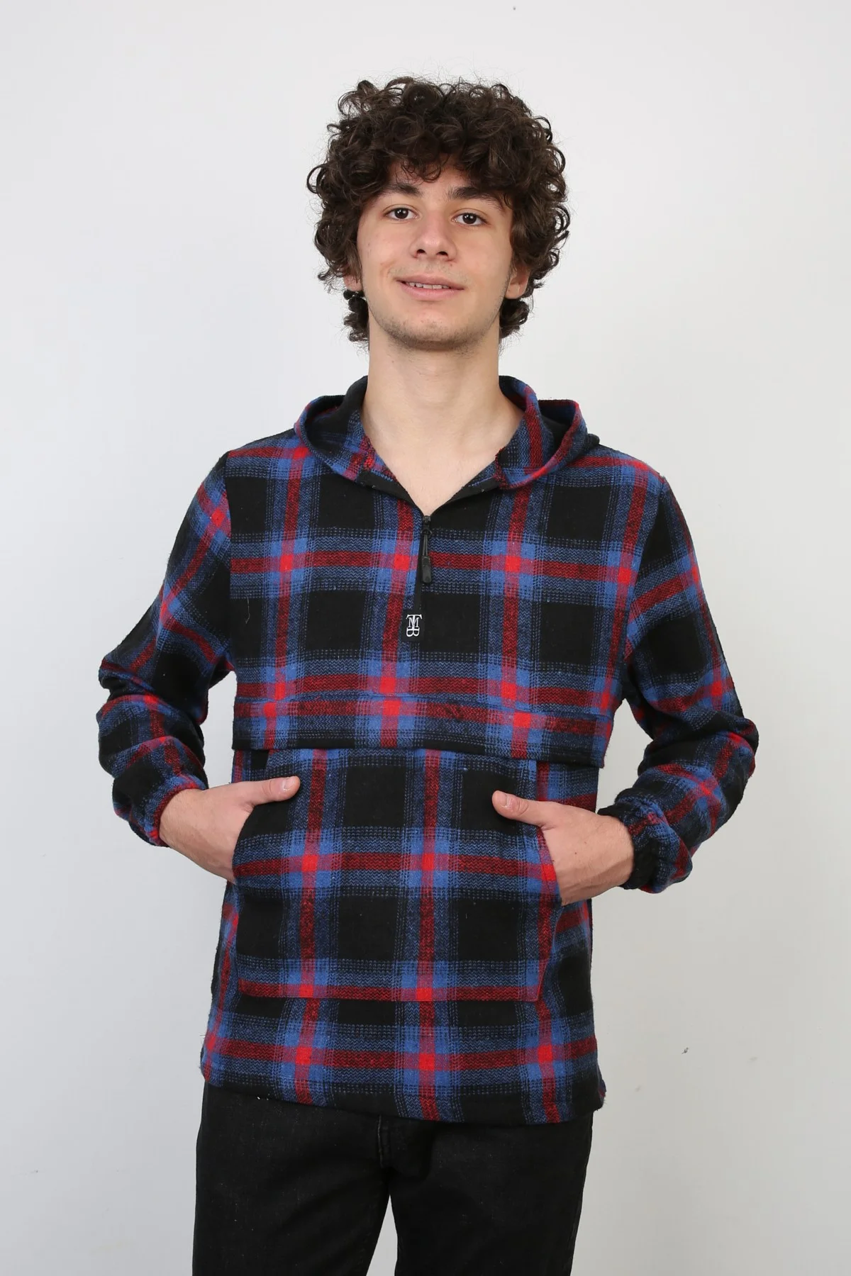 Erkek Günlük Kapşonlu Yarım Fermuarlı Gömlek