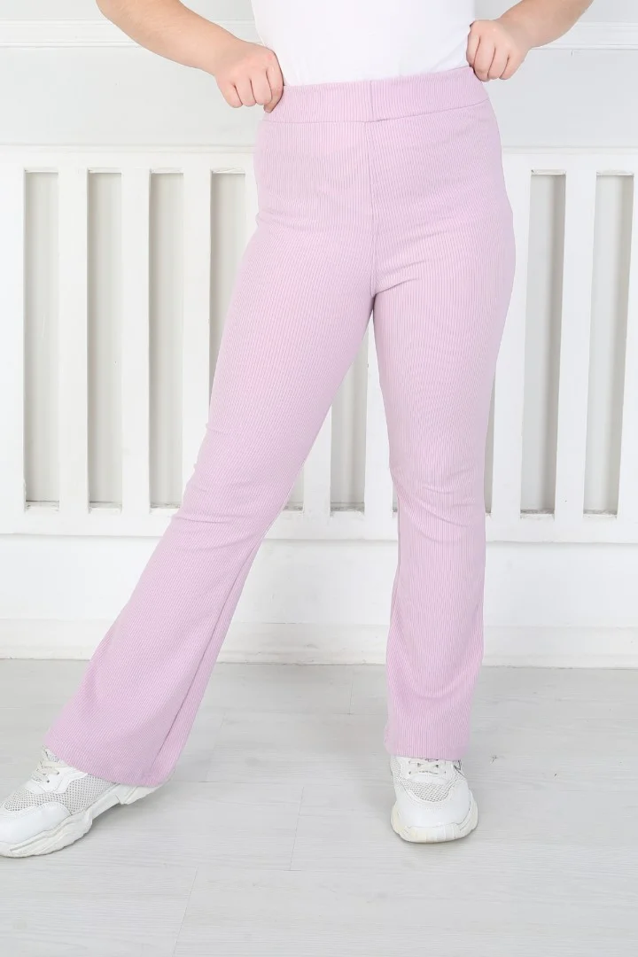 İspanyol Paça Birinci Kalite Fitilli Kumaş Lila Kız Çocuk Günlük Tayt