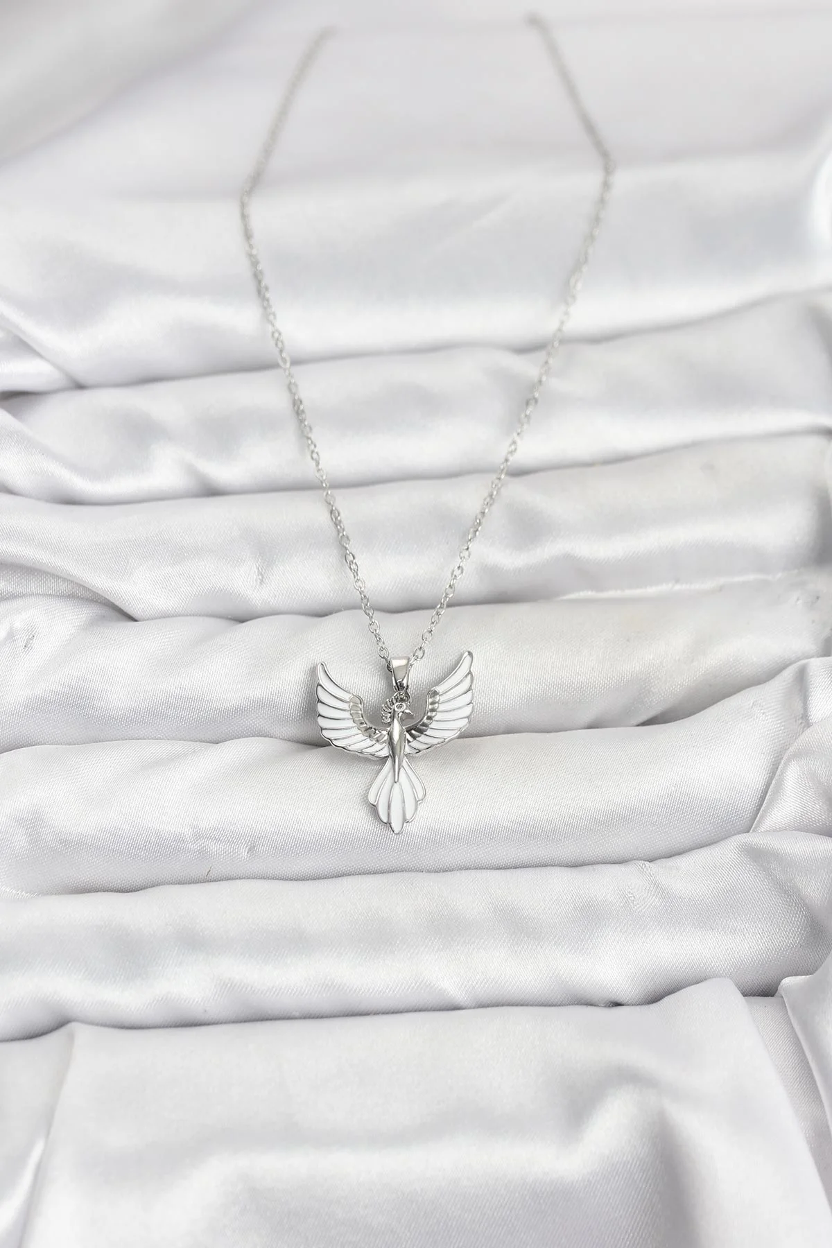 316L Çelik Zincir Gümüş Renk Anka Kuşu Model Kadın Kolye