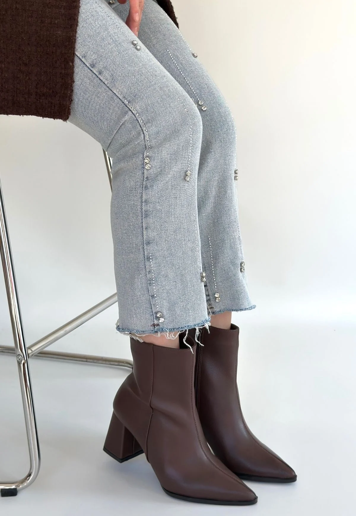 Oter Kahverengi Cilt Topuklu Bot