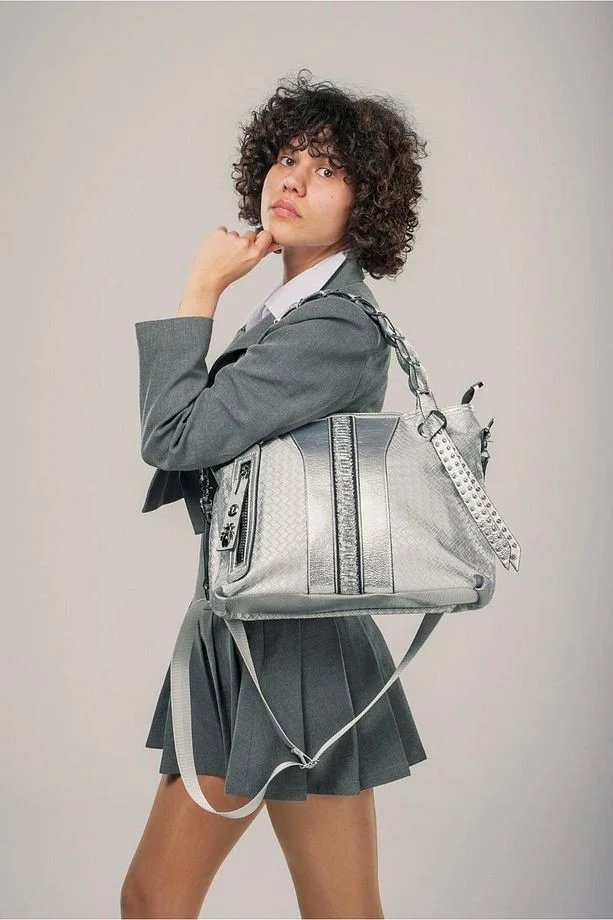 Jaxe Gri Cilt Omuz Çantası