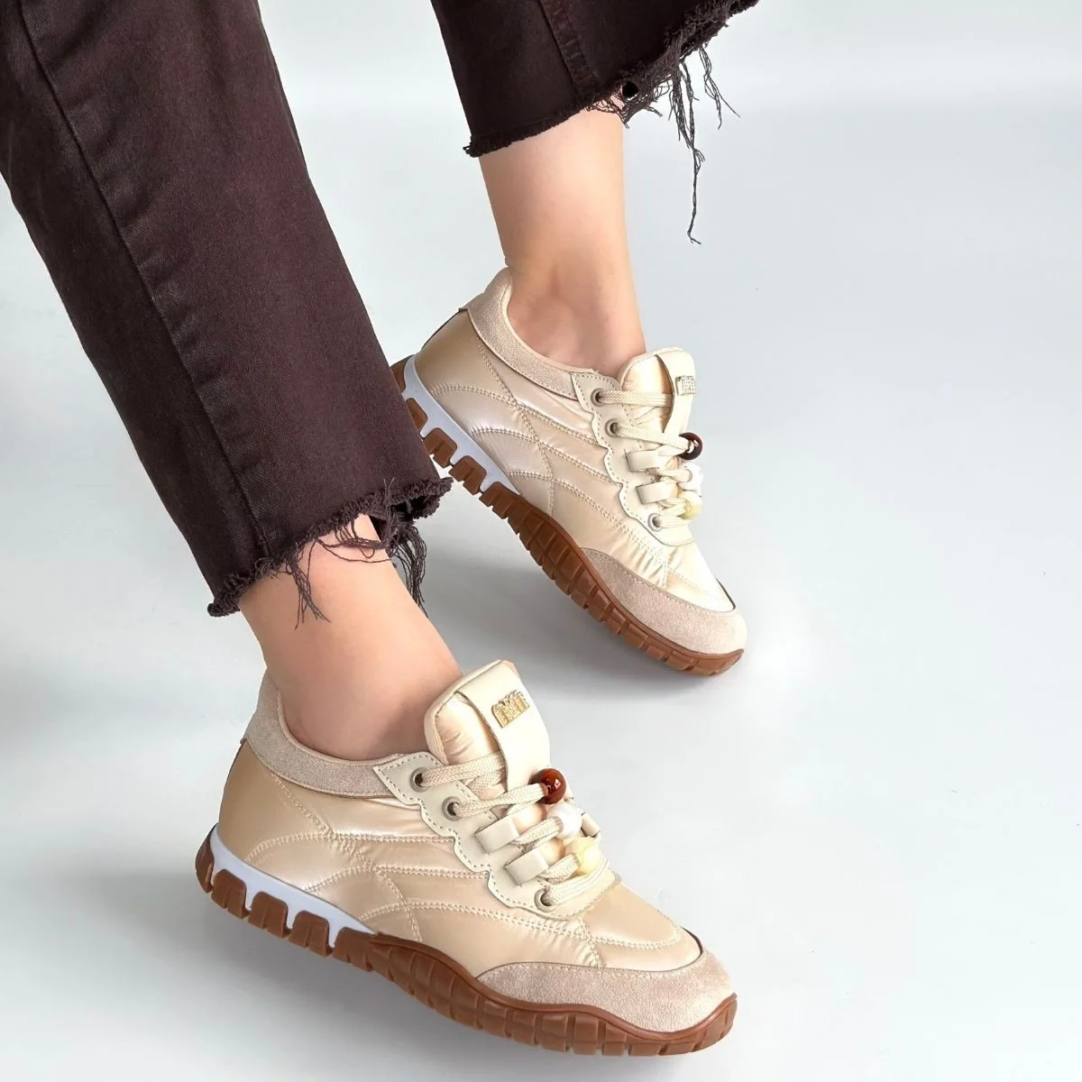 Tues Bej Nubuk Bağcıklı Spor Ayakkabı