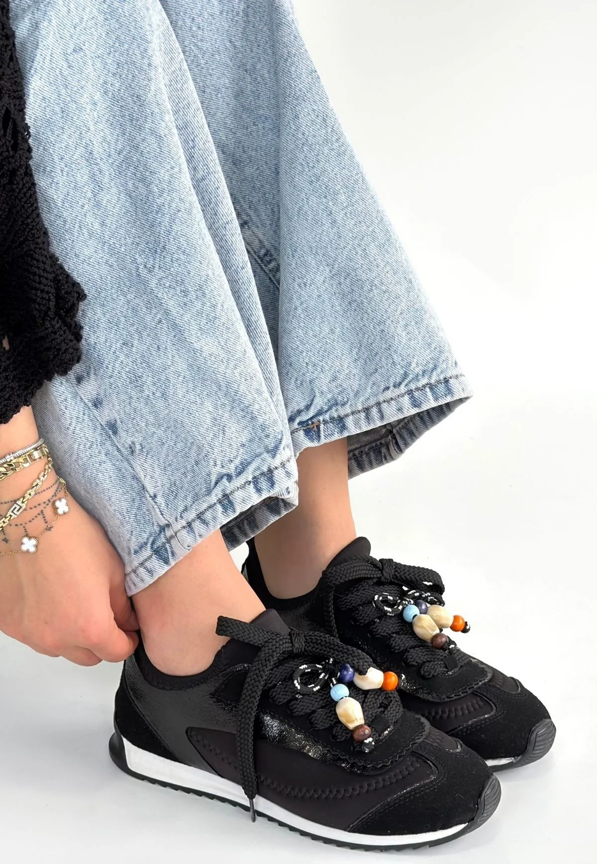 Riaf Siyah Cilt Bağcıklı Spor Ayakkabı