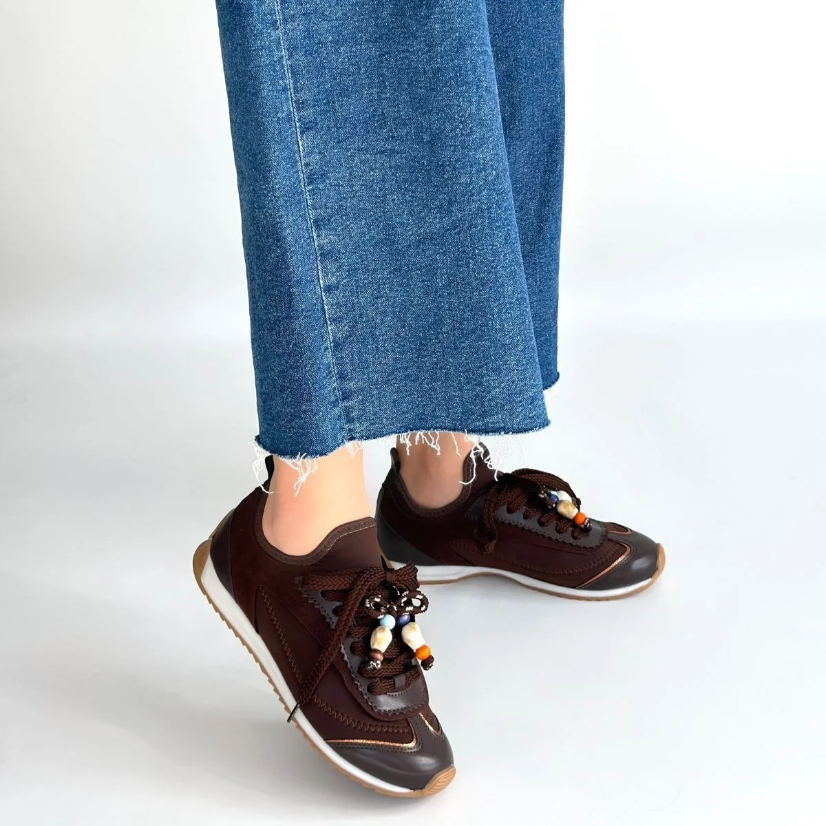 Riaf Kahverengi Cilt Bağcıklı Spor Ayakkabı