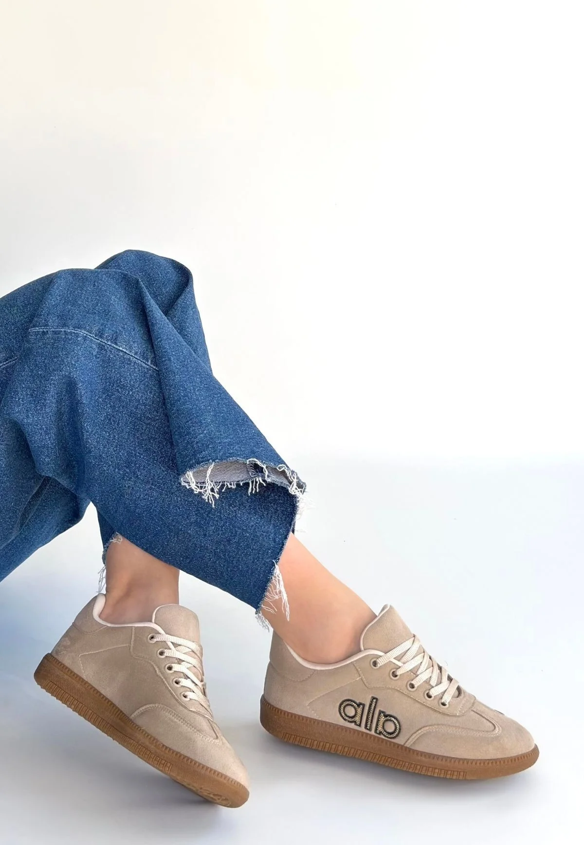 Lendo Bej Süet Bağcıklı Spor Ayakkabı