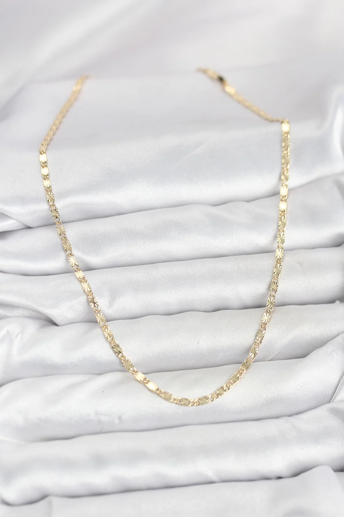 CM 14K Gold Renk Lazerli Zincir Model Kadın Kolye