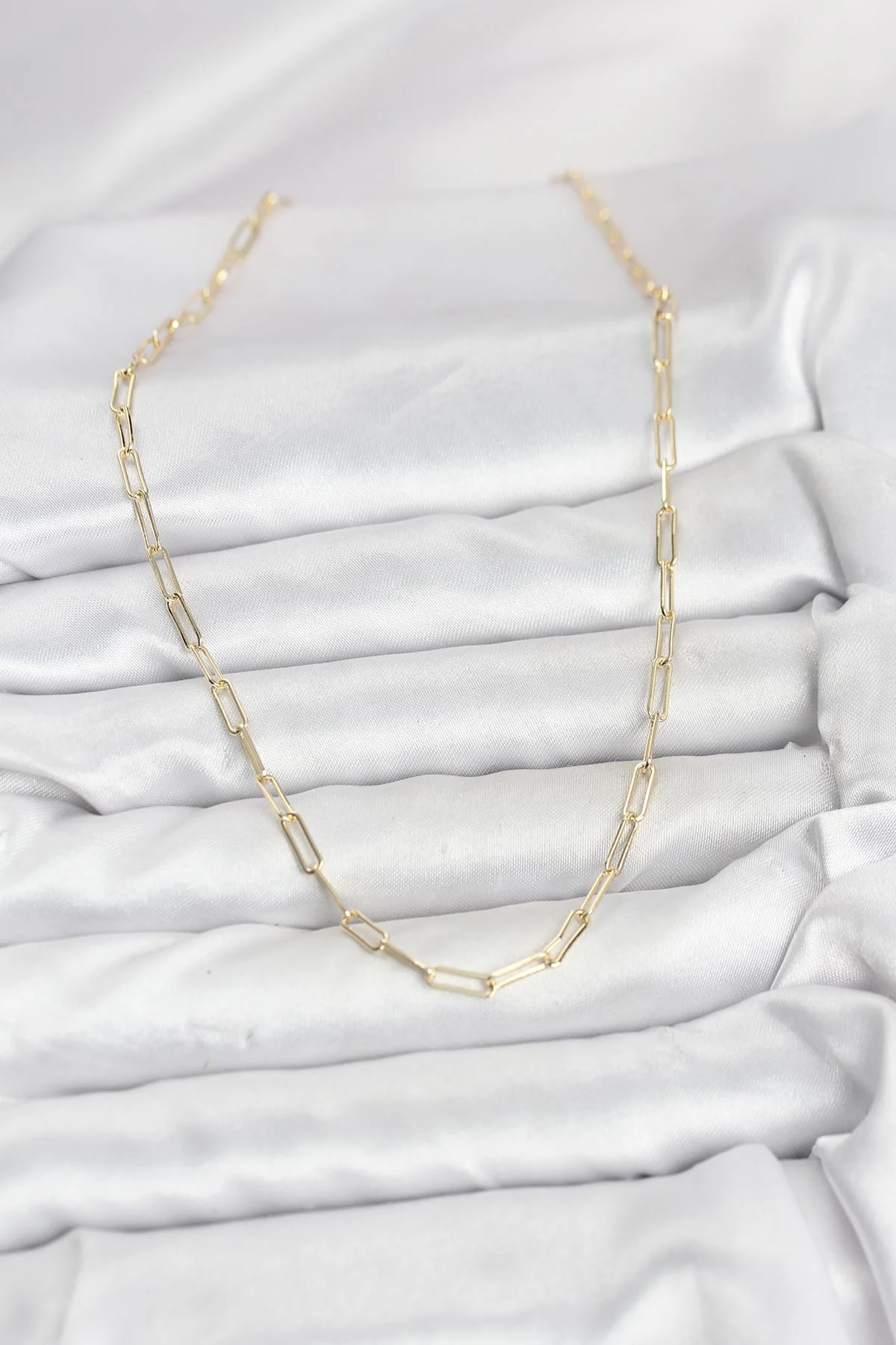 CM 14K Gold Renk Pirinç Ataç Zincir Kadın Kolye