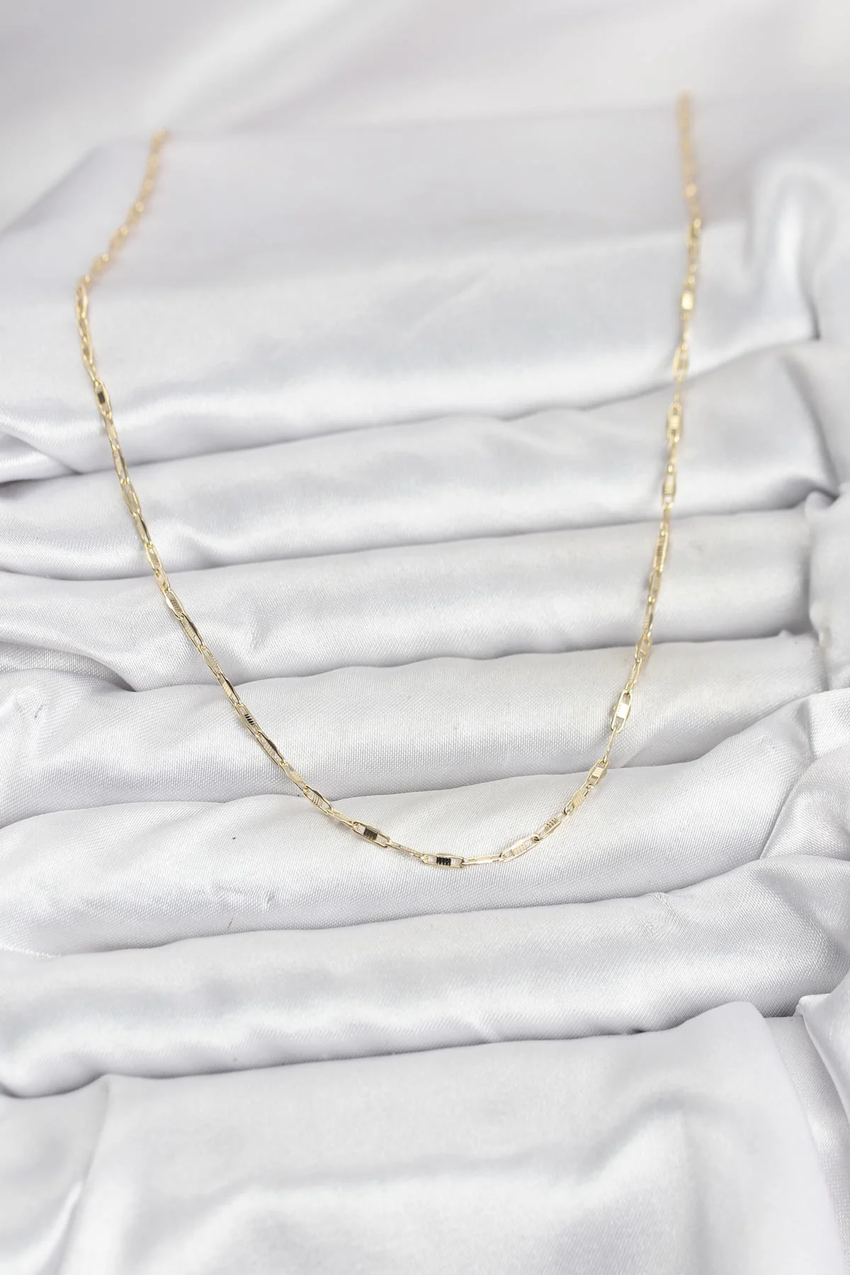 CM 14K Gold Renk Pirinç Ataç Zincir 60 cm Kadın Kolye