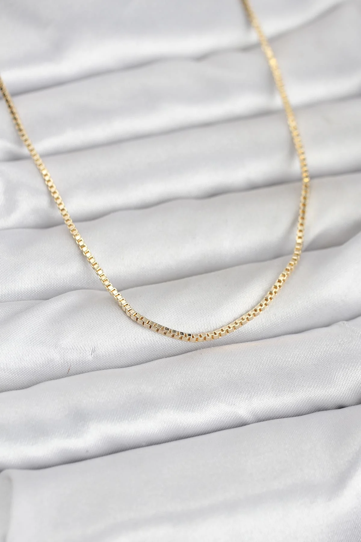 CM 14K Gold Renk Kare Zincirli Model 60 cm Kadın Kolye