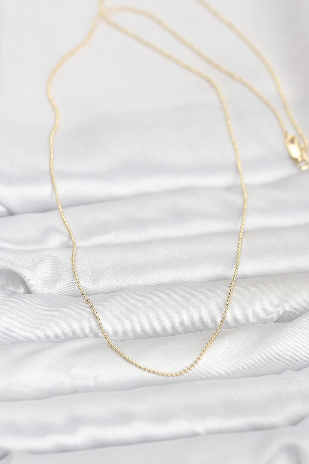 CM 14K Gold Renk İnce Top Zincirli 60 cm Kadın Kolye