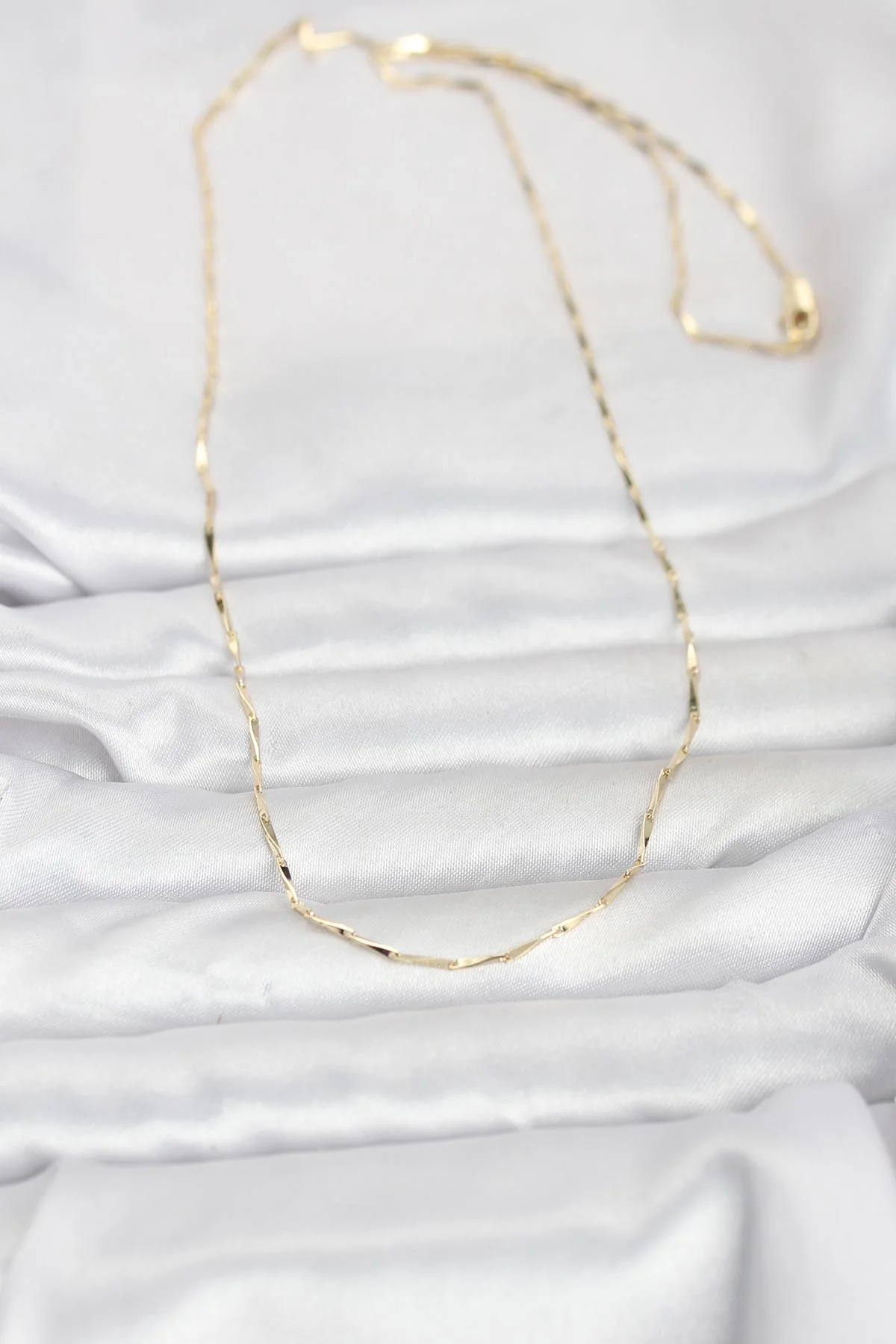 CM 14K Gold Renk Çubuk Kesme Zincir Model 60 cm Kadın Kolye