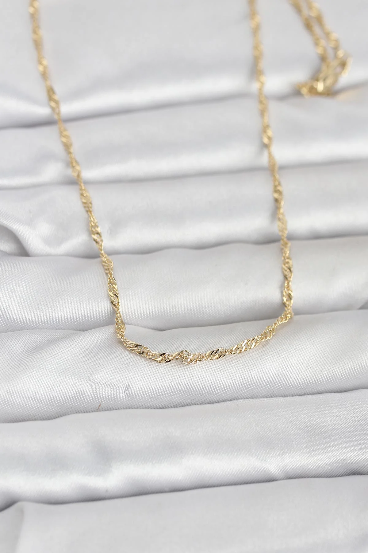 CM 14K Gold Renk Burgu Zincirli 60 cm Kadın Kolye