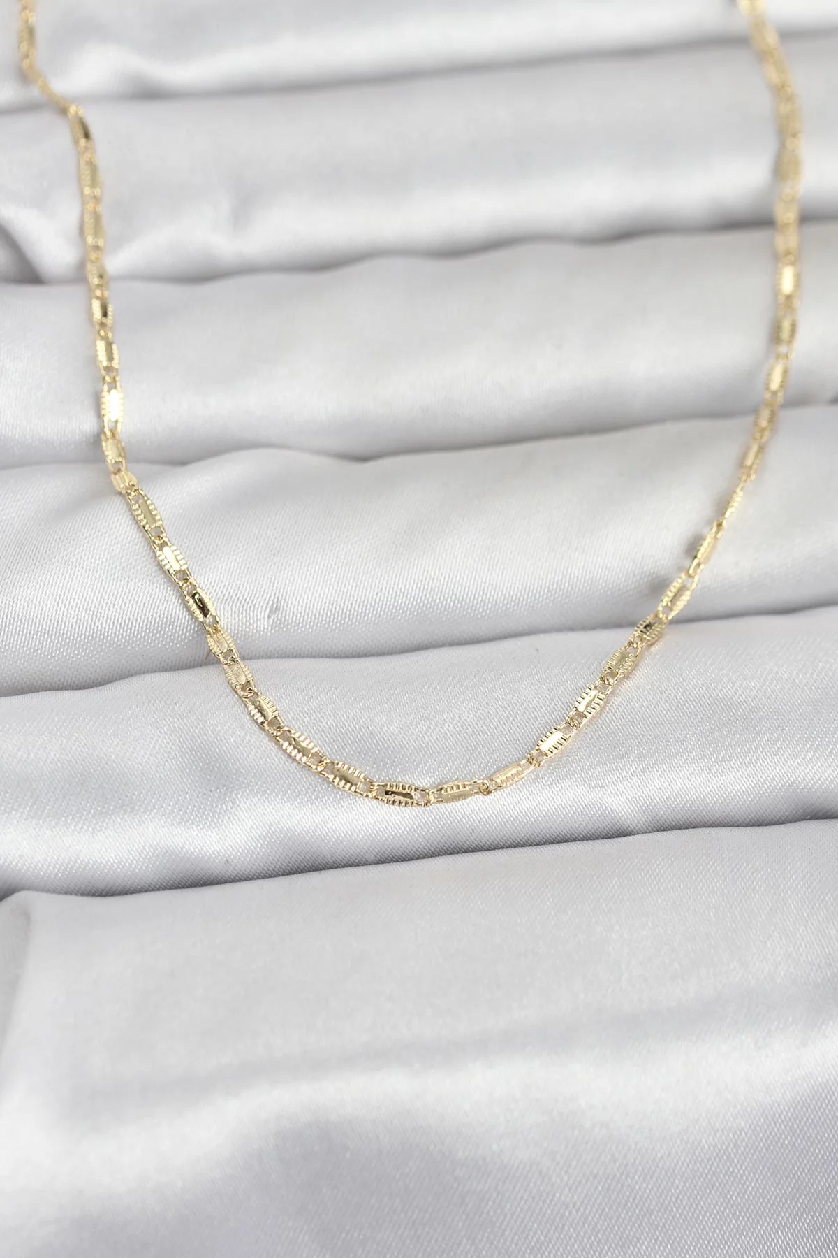 CM 14K Gold Renk Lazerli Zincir Model 60 cm Kadın Kolye