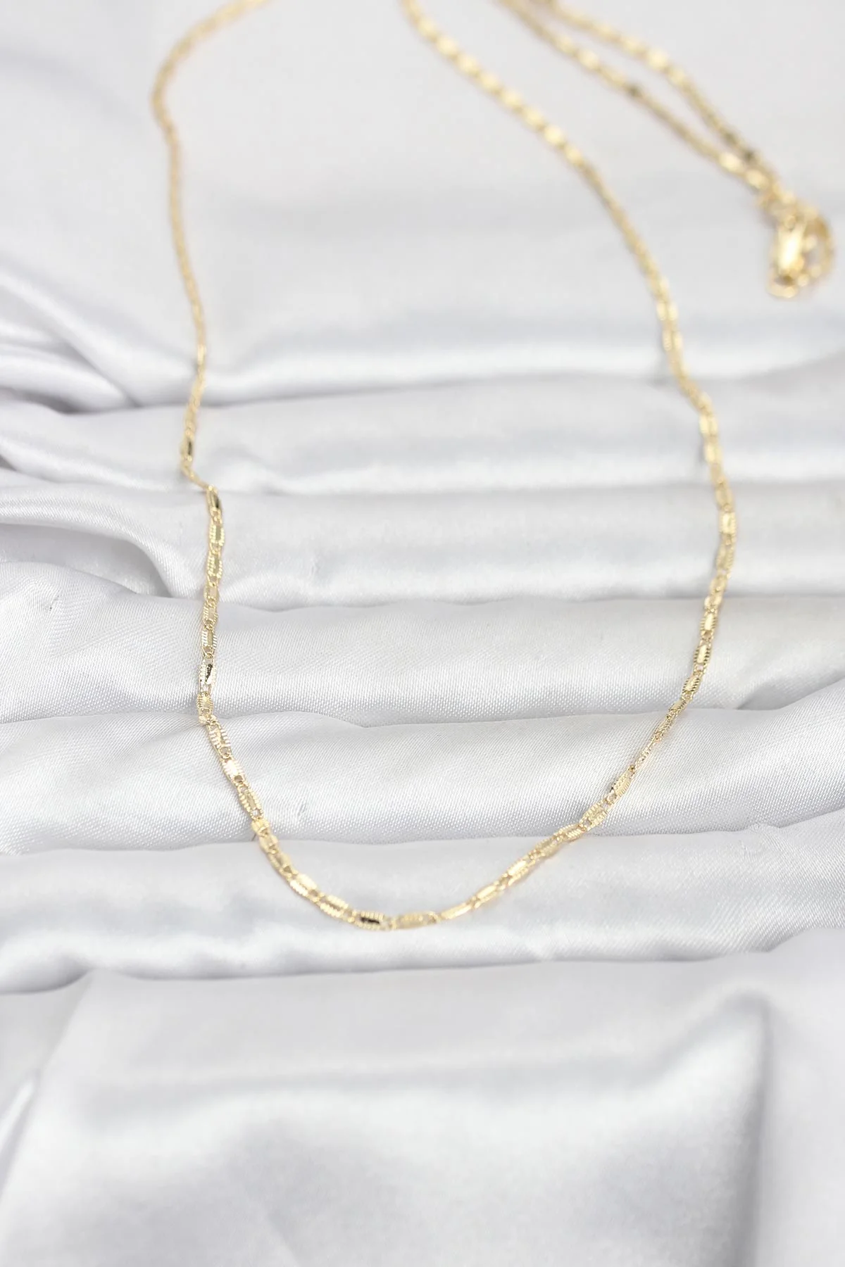 CM 14K Gold Renk Lazerli Zincir Model 60 cm Kadın Kolye