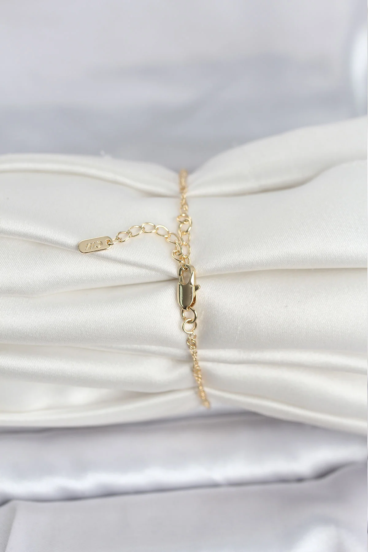 CM 14K Gold Renk Ezme Burgu Zincir Model Kadın Bileklik