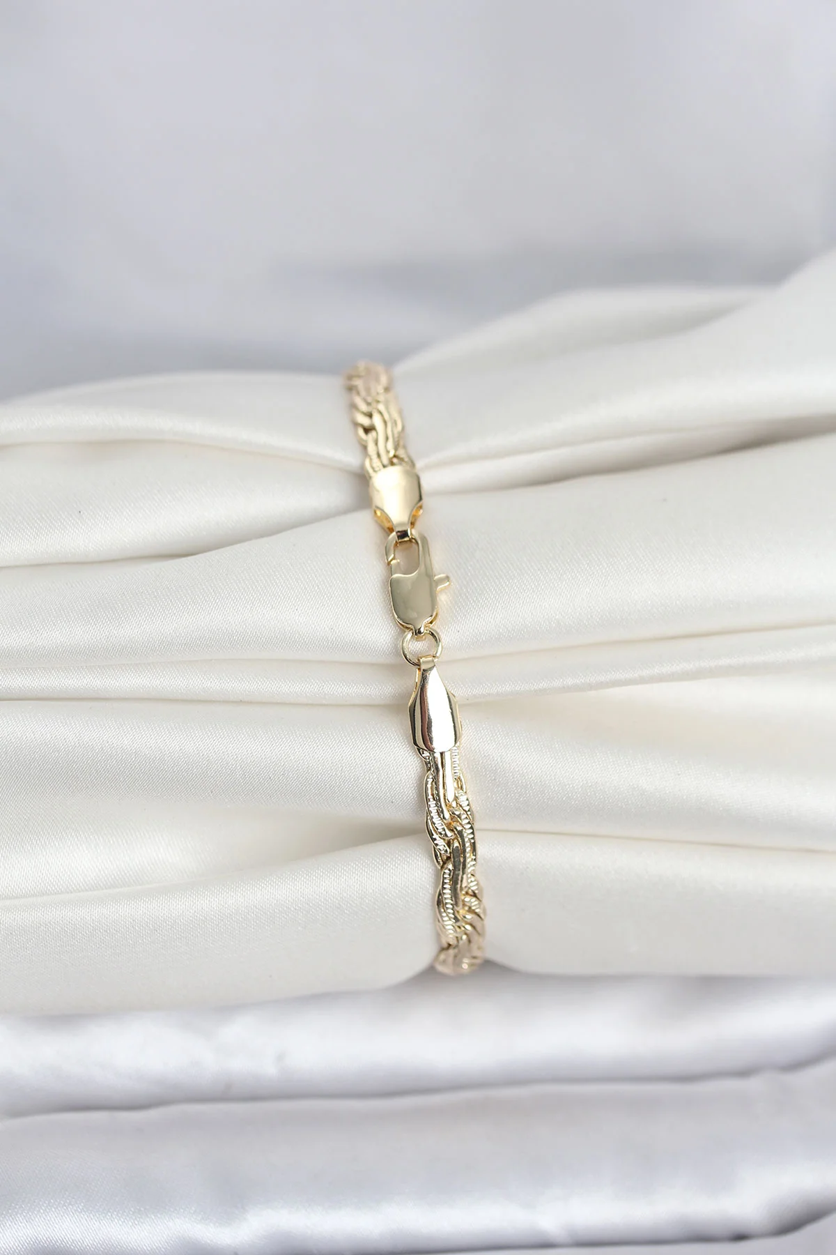 CM 14K Gold Renk Ezme Sarmal Zincir Model Kadın Bileklik