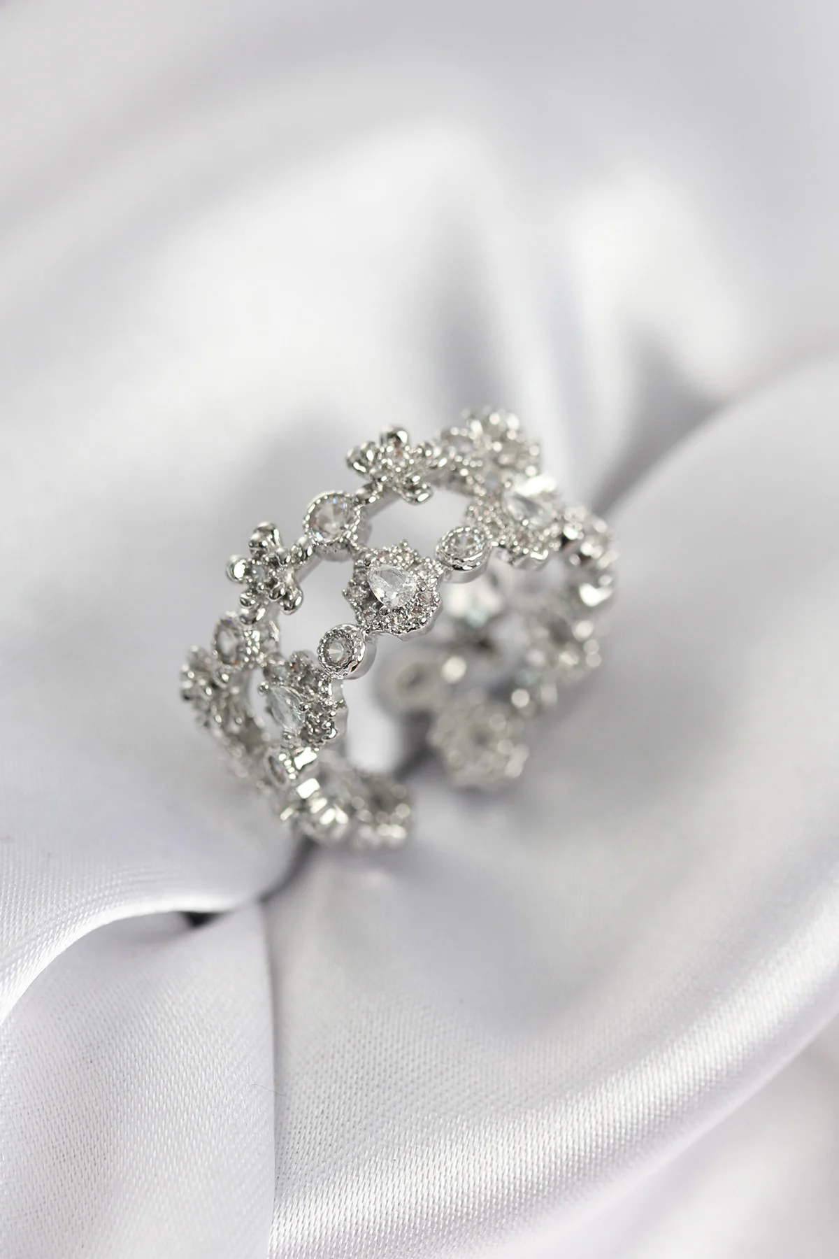 Zirkon Taşlı 2'li Model Gümüş Renk Kadın Yüzük