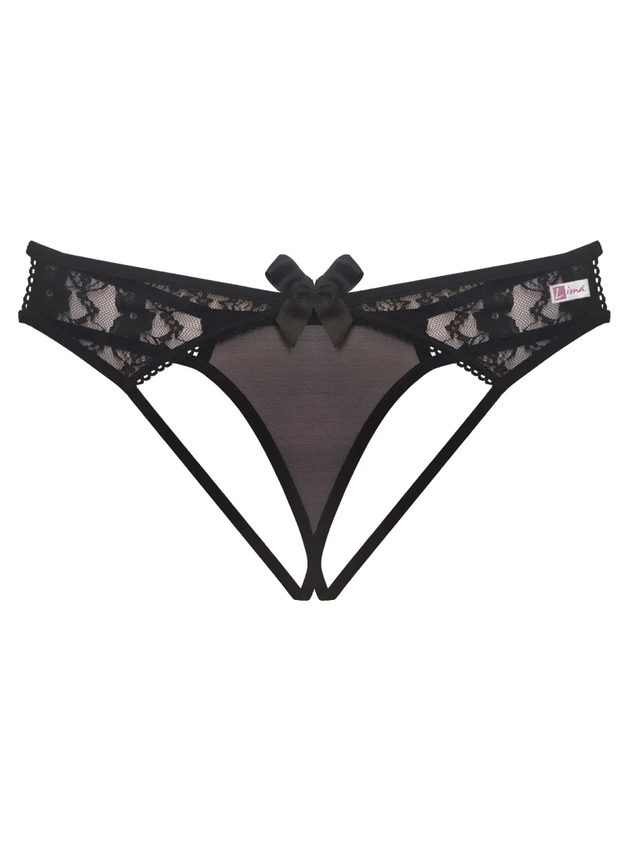 Arkası Açık Siyah Fantezi String Tanga