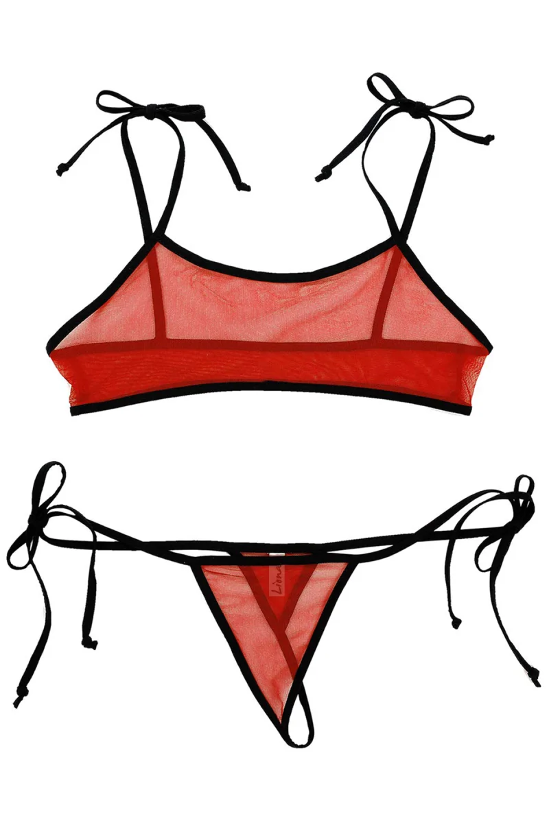 Kırmızı Fantezi Sütyen String Çamaşırı Takımı
