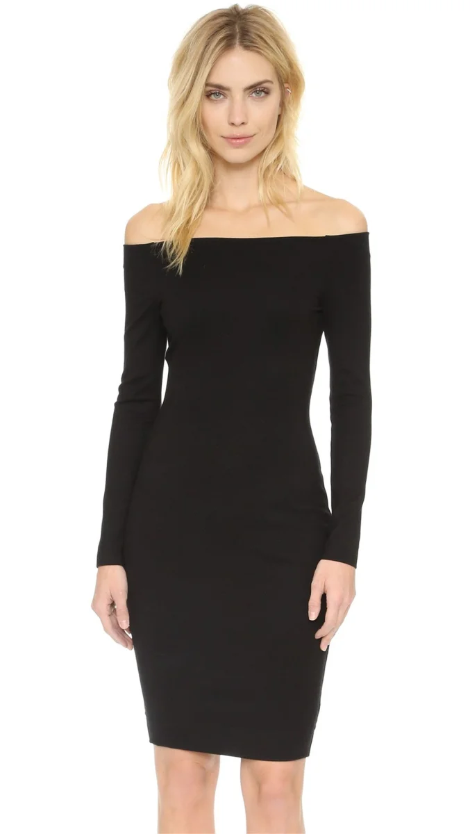 B101298 Uzun Kollu Straplez Elbise