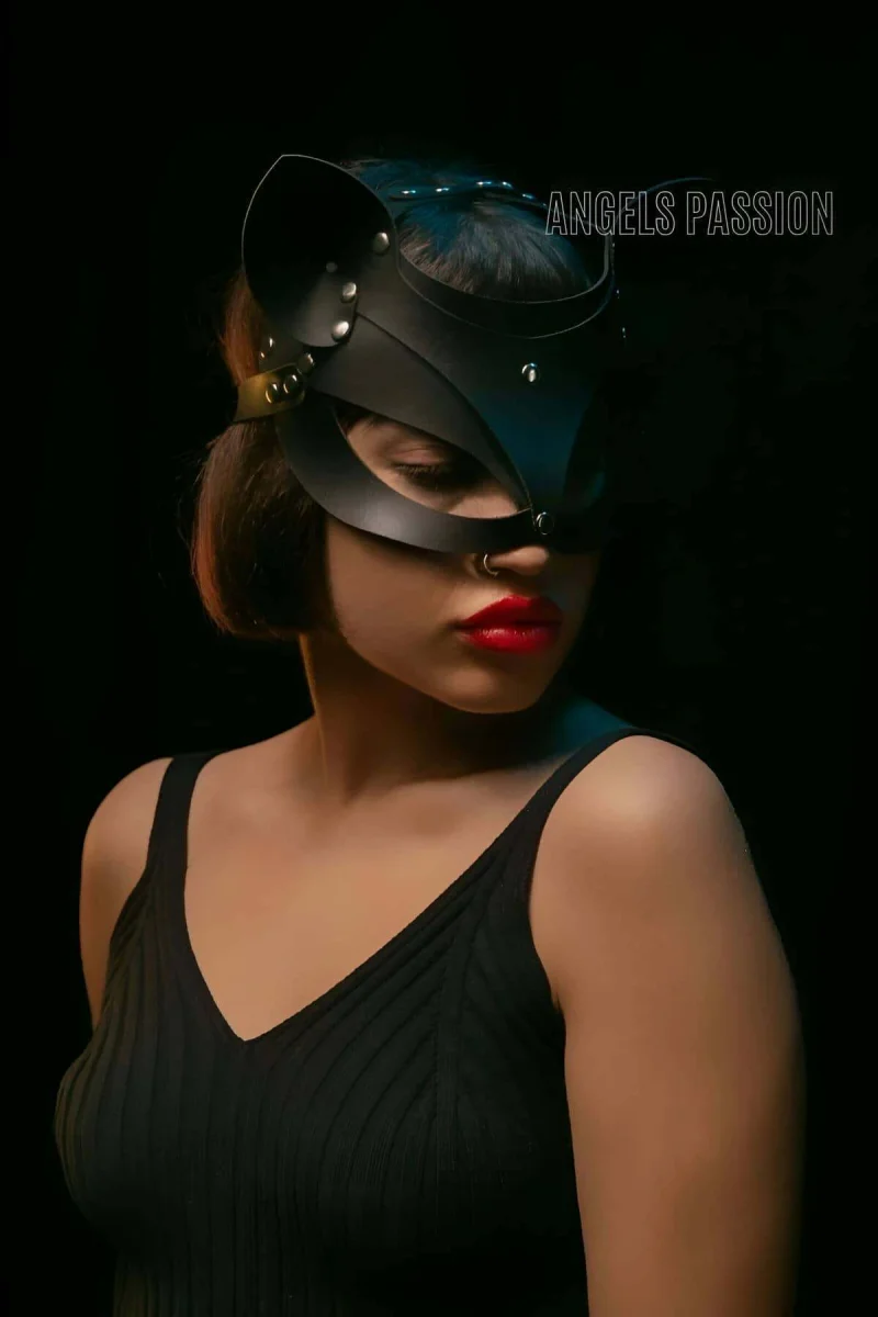Deri Kedi Maskesi - Deri Maske - Seksi Maske - Brf558