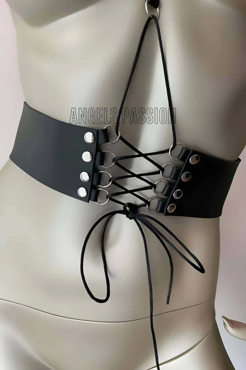 Klipsli Deri Korse Harness - Deri Korse Elbise - Brf594