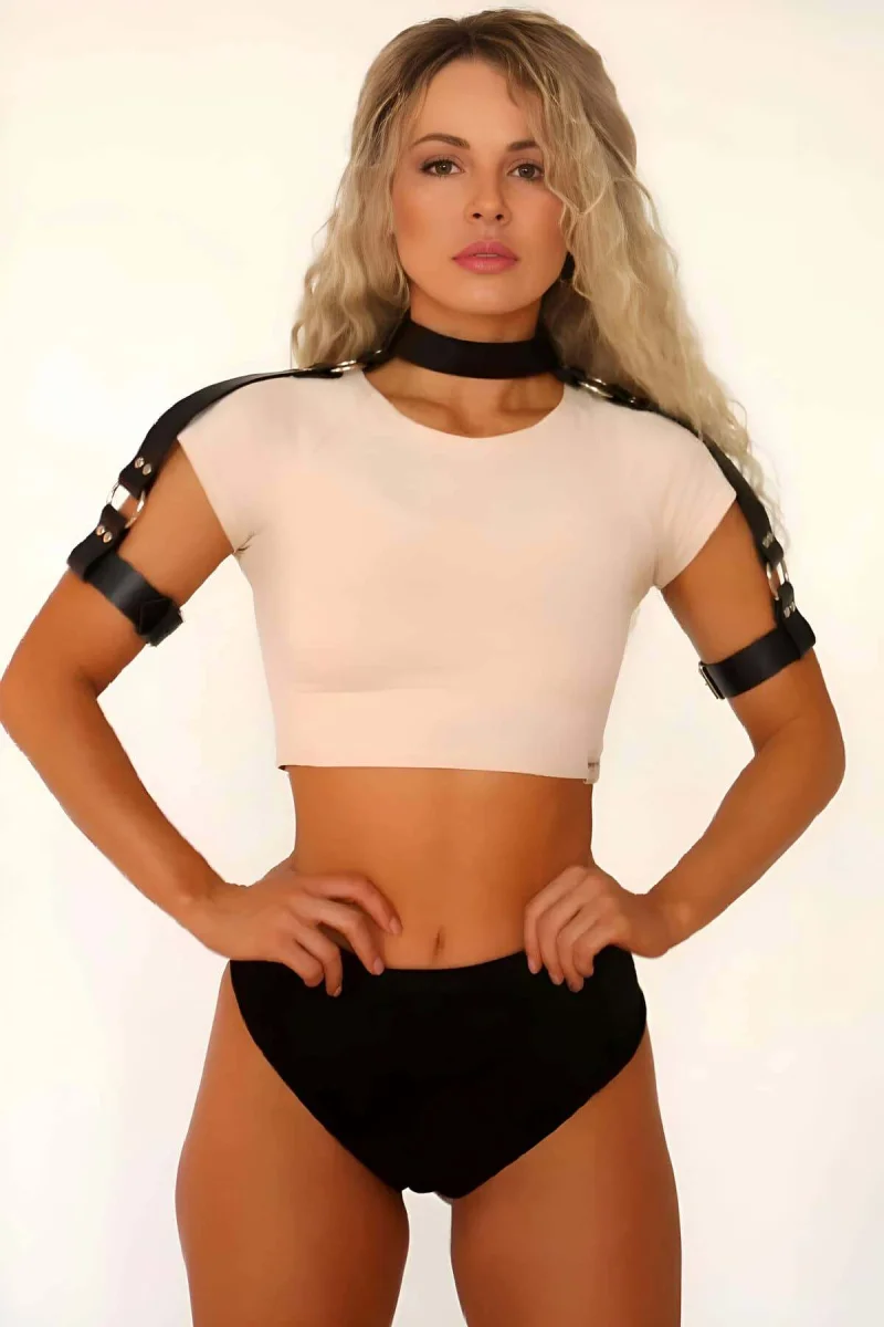 Boyun Ve Omuzdan Askılı Deri Harness - Brf1035