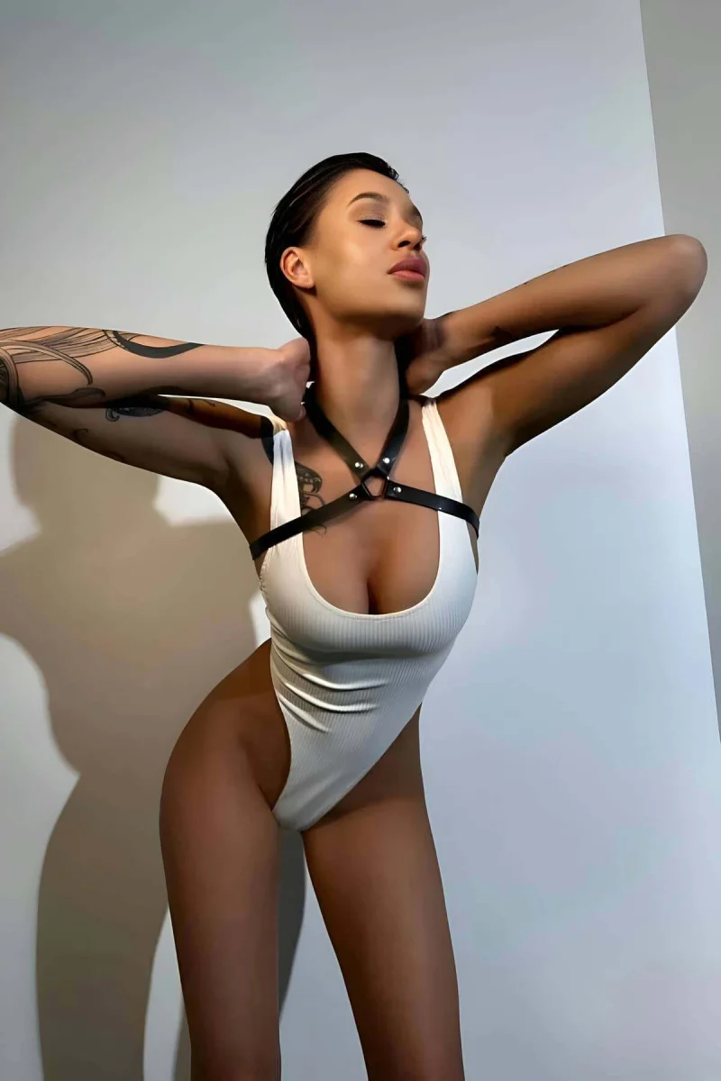 Seksi Boyundan Askılı Vücut Kemeri, Göğüs Harness - Brf1126