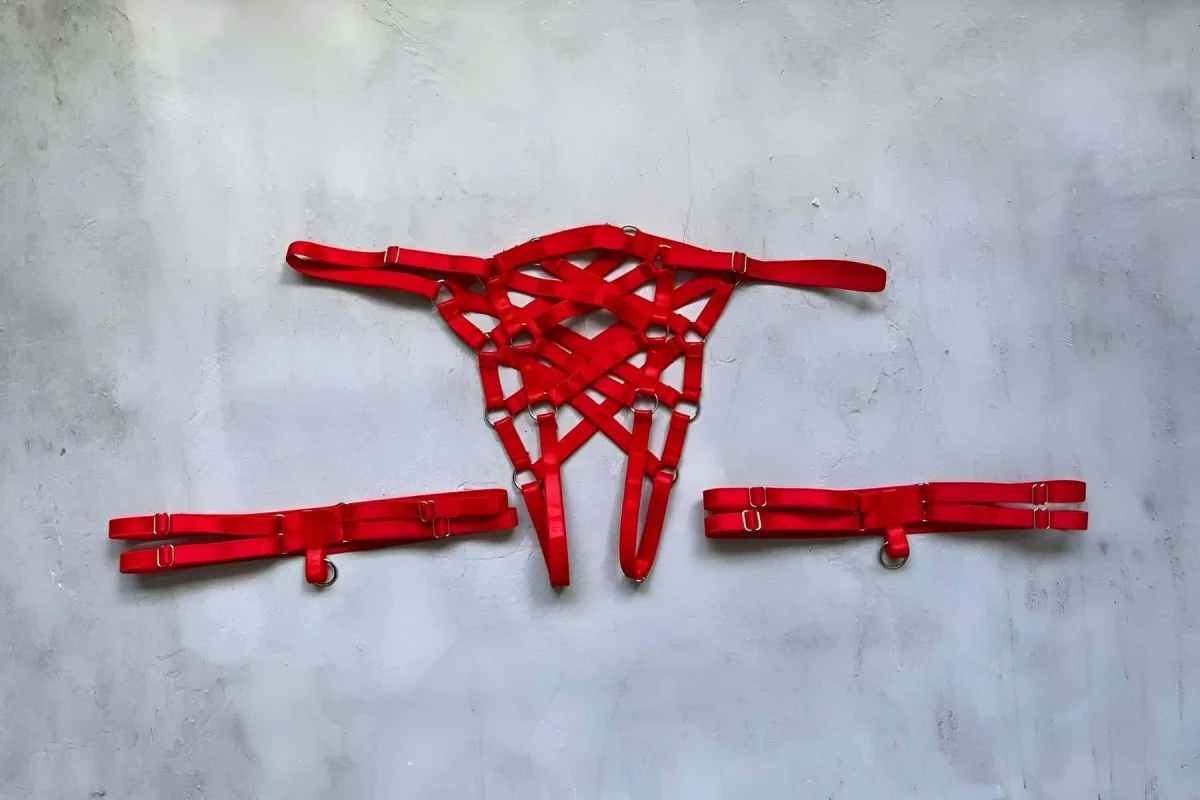 Ağı Açık Fantazi Külot Ve Bacak Bandı Takımı Lastik Harness - Brf1202