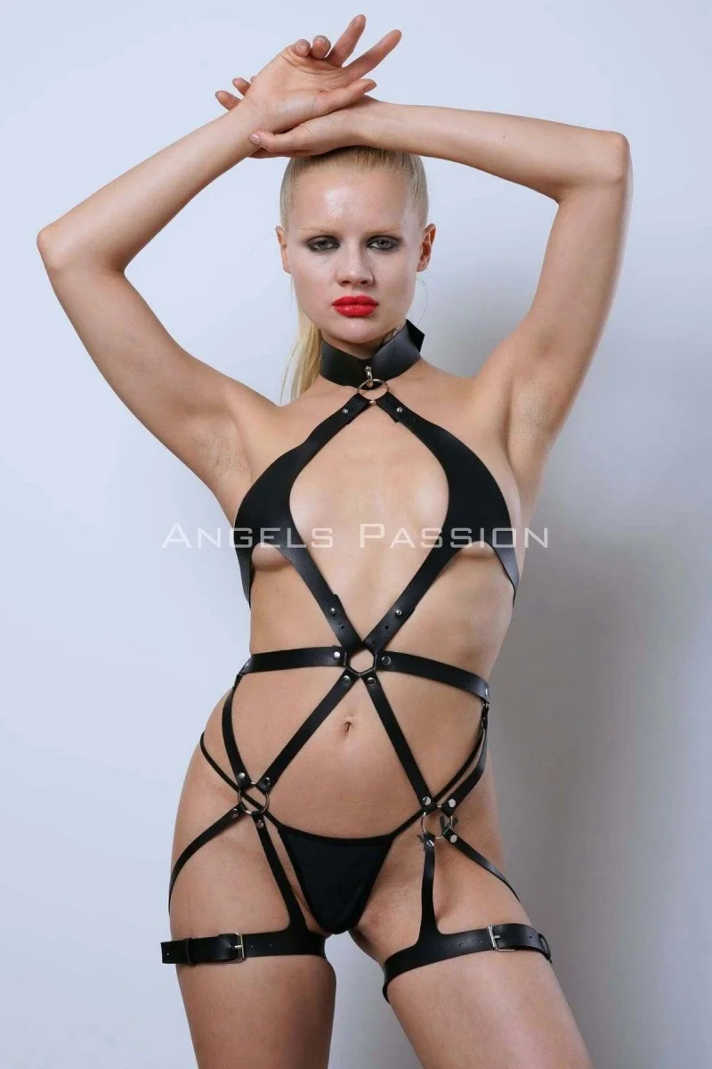 Vegan Deri Harness, Full Body Deri Harness, Erotik Deri İç Giyim - Brf1331