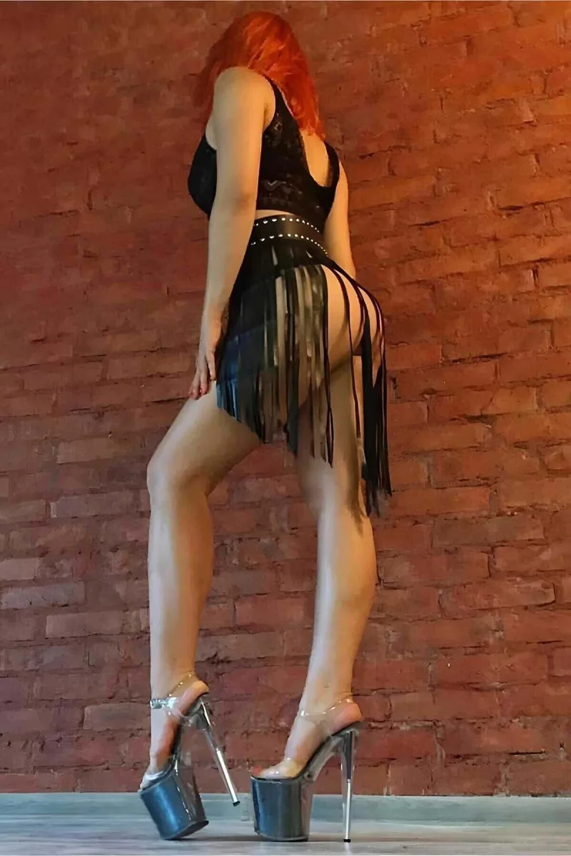 Dalgalı Püsküllü Deri Etek, Deri Püsküllü Etek, Partiwear, Festivalwear - Brf1328