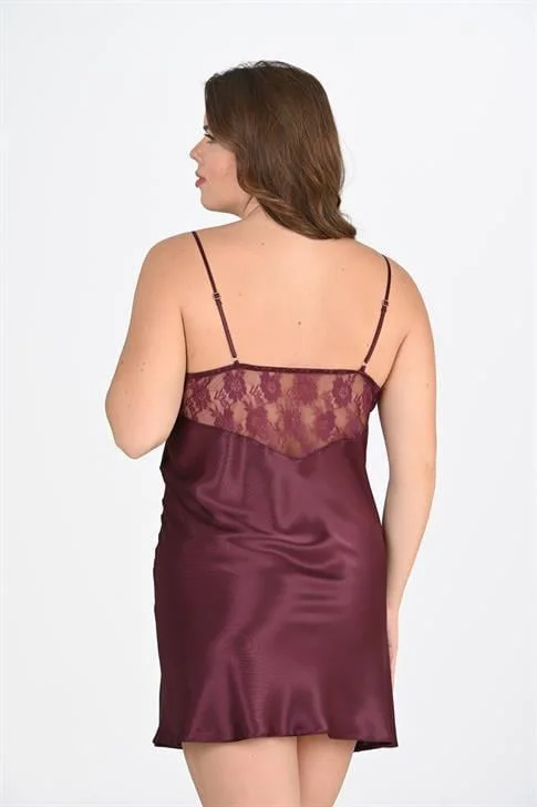 Büyük Beden Mürdüm Gecelik 2108