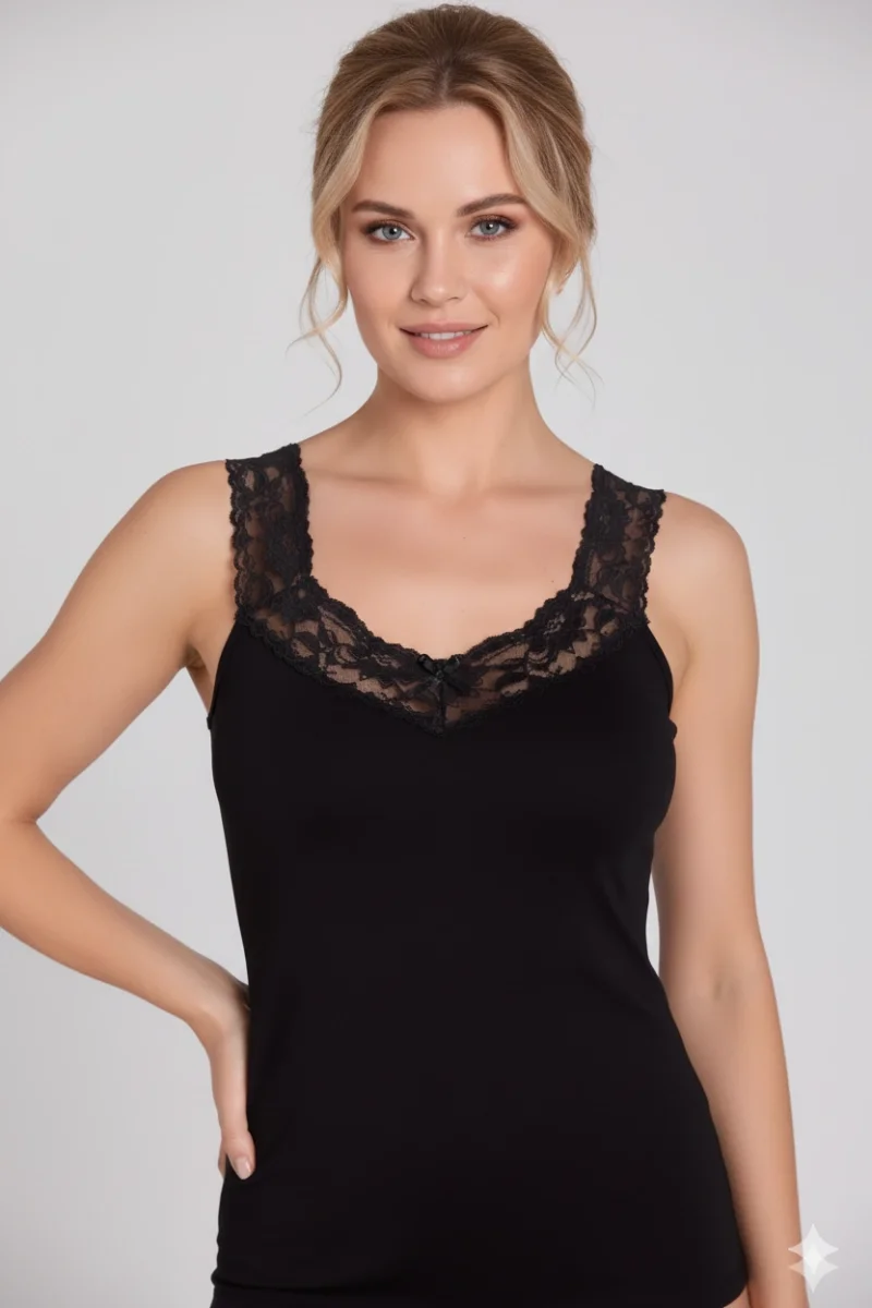 Şahinler Yaka Ve Askıları Dantelli Ribana Atlet B605