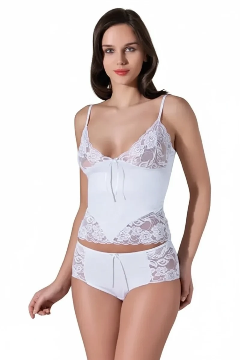 Beyaz Dantelli İç Çamaşırı Takımı