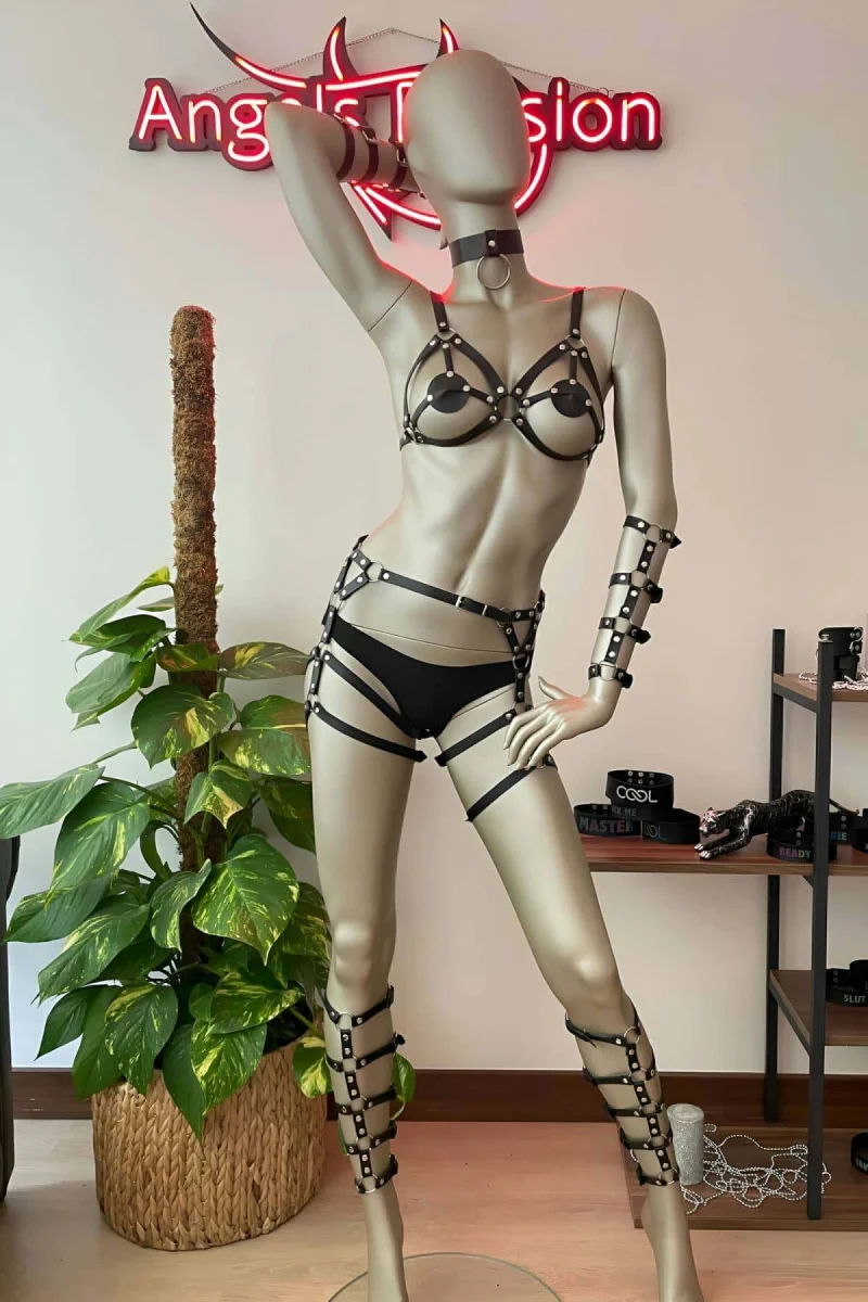 Kol Ve Bacak Deri Detaylı Full Harness Takım