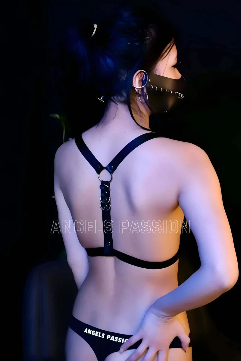 Şık Deri Seksi Maske Ve Göğüs Harness Takım - Brf1315