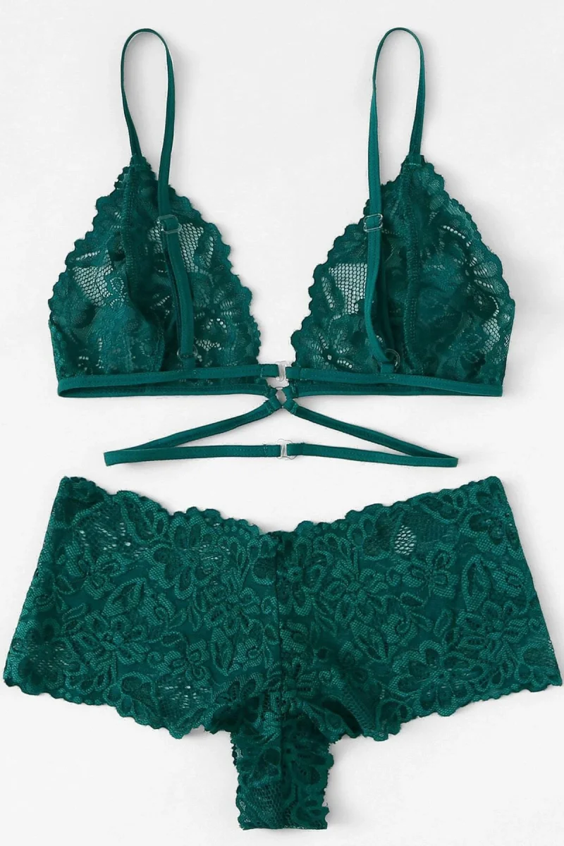 Kadın Yeşil Özel Şık Sütyen Külot Takımı