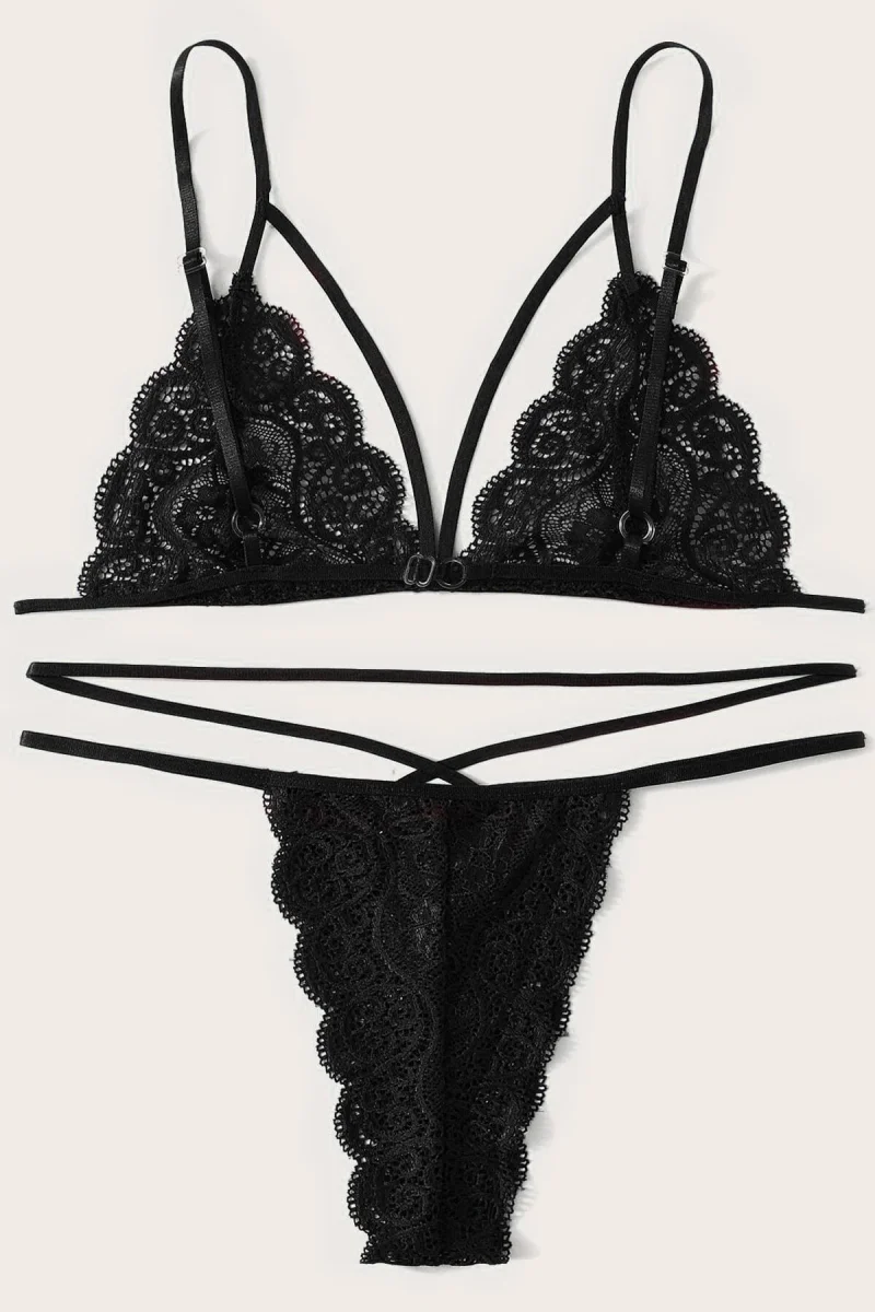 Kadın Siyah Dantel Sütyen Külot Takımı