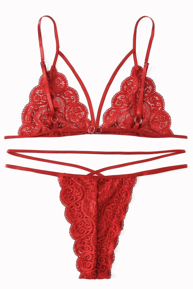 Kadın Kırmızı Dantel Sütyen Külot Takımı
