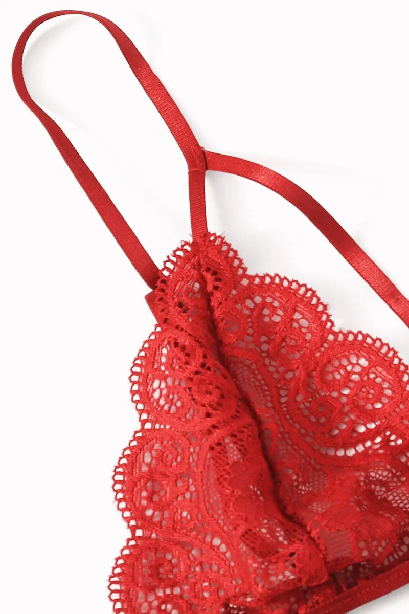 Kadın Kırmızı Dantel Sütyen Külot Takımı