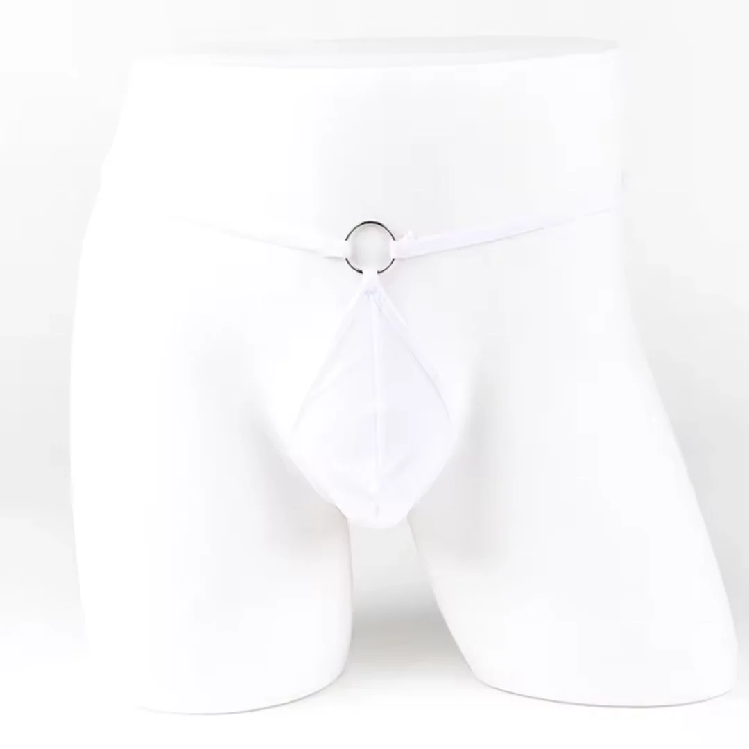 Fantezi Beyaz Transparan Halkalı Tül Erkek String Seksi Erkek İç Çamaşırı