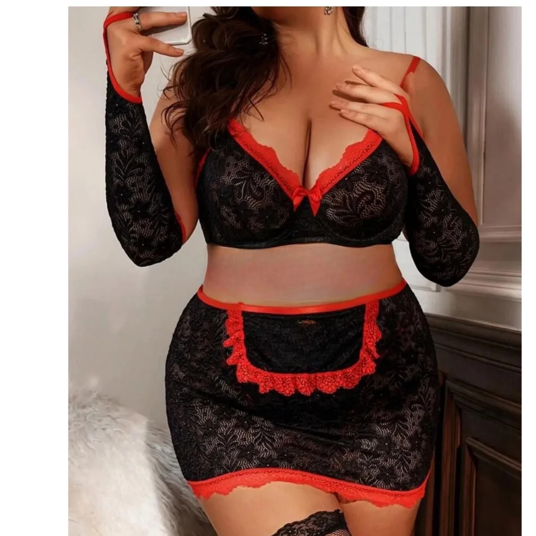 Fantazi Seksi Dantel Babydol Fantezi Gecelik (çorapsız)