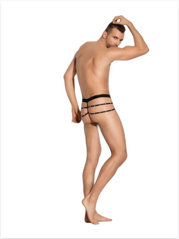 Fantezi Erkek Siyah Seksi Metalli Tanga - String