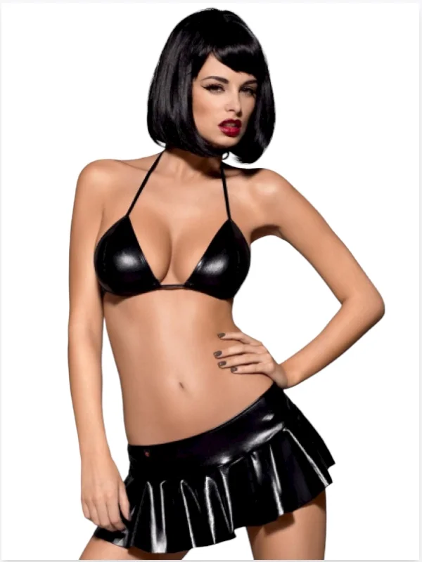 Fantezi Siyah Mini Etekli Seksi Sütyentakım Seksi İç Giyim