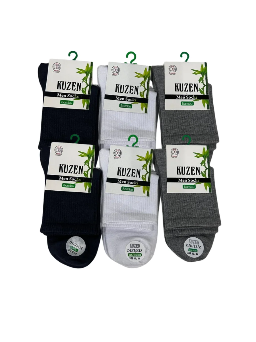 Kuzen Dikişsiz Yarım Konç Bambu Erkek Çorap 12 Adet