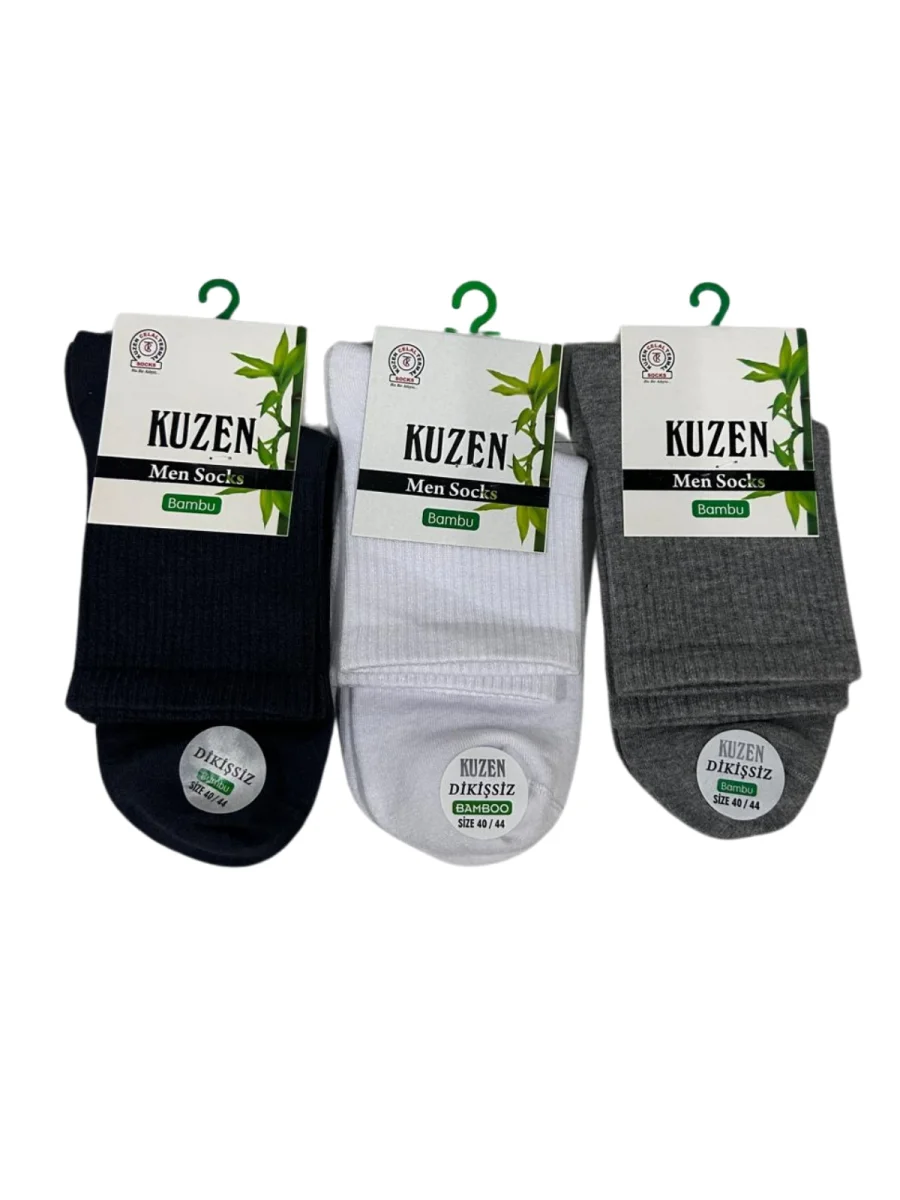 Kuzen Dikişsiz Yarım Konç Bambu Erkek Çorap 12 Adet